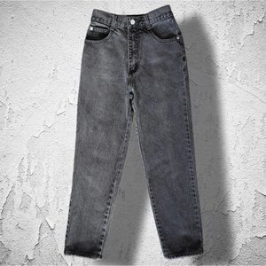Vintage STEEL JEANS Mom Jeans Black/Gray Moon Wash Acid Wash High Rise sz 3